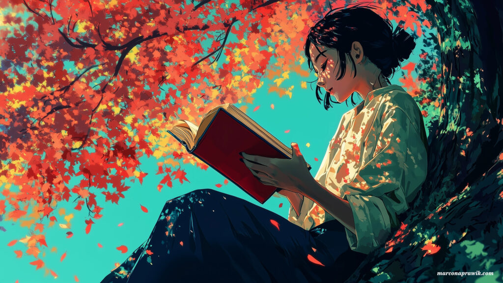 Japanisches Mädchen beim Lesen Wallpaper