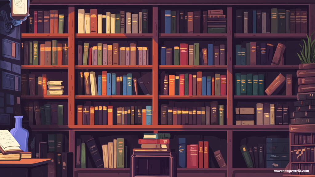 Illustrierte Bücherwand Wallpaper
