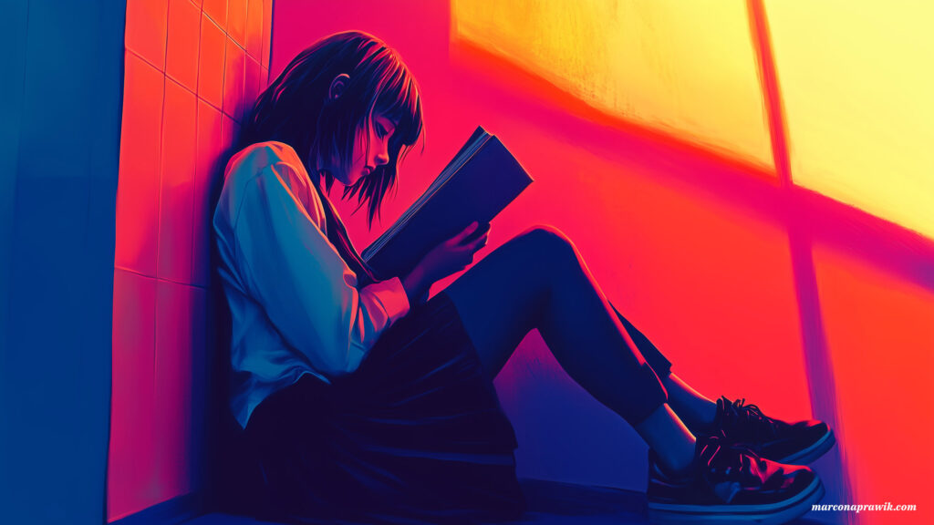 Lesendes Mädchen Illustration 1 Hintergrundbild