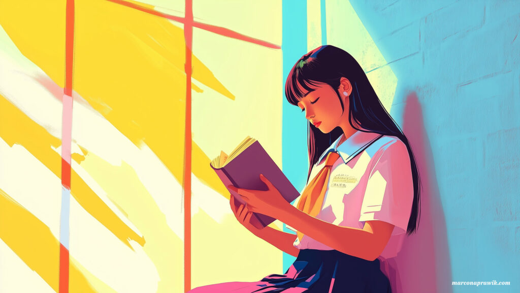Lesendes Mädchen Illustration 7 2K Hintergrundbild